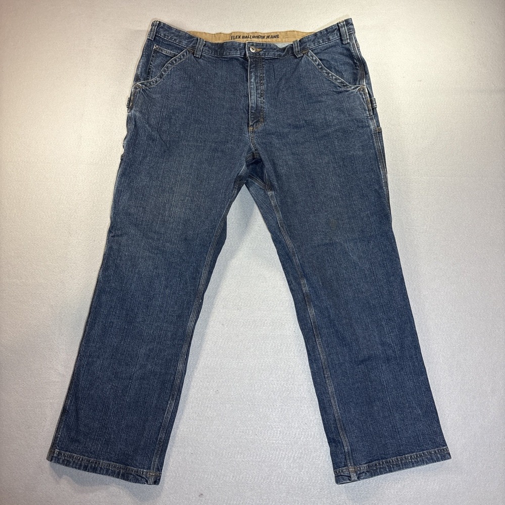 Duluth Trading Jeans Mens 44x32 Flex‎ Ballroom Straight Blue Denim Stretch